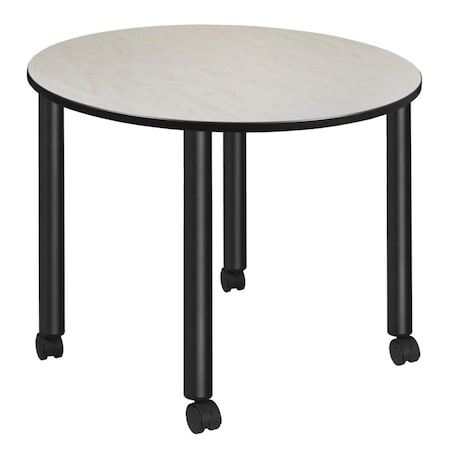 Regency Kee Mobile Tables, 48 W, 48 L, 29 H, Wood, Metal Top, Maple TBMC48RNDPLBK